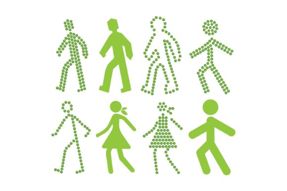 Crosswalk Green Vector Icons