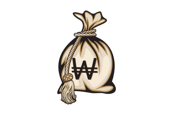 Money Bag with South Korea Won Symbol