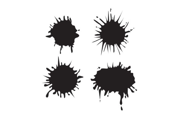 Set of Four Black Vector Ink Spots: A Versatile Design Asset for Creatives